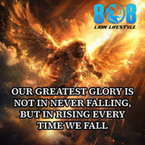 Rise stronger with the Greatest Glory Car Magnet, a powerful reminder that progress is built through perseverance. This Rise after failure car magnet fuels determination, while the Resilience builds greatness vehicle magnet reinforces inner strength. Designed as a Fall and rise motivation car magnet, it stands for Perseverance over defeat car magnet energy on every drive. Add to cart and keep rising forward today.