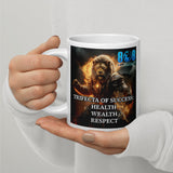 Trifecta Of Success Mug boosts growth. Health wealth respect mug and Success balance lifestyle mug for empowerment. Add to cart!
