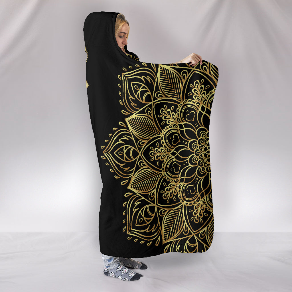 Golden Lotus Hoodie Blanket