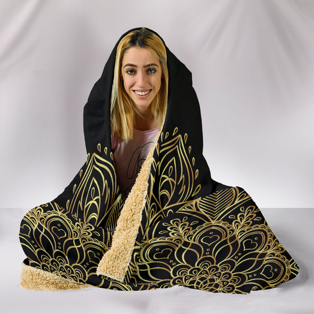 Golden Lotus Hoodie Blanket